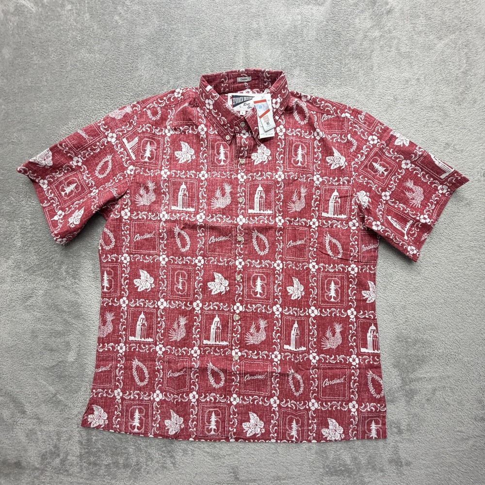 Reyn Spooner Stanford Cardinals Aloha Hawaiian Shirt Large Red NCAA‎ FOOTBALL